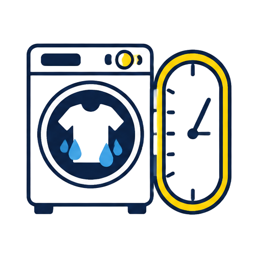 Cartoon dryer with a damp shirt and clock