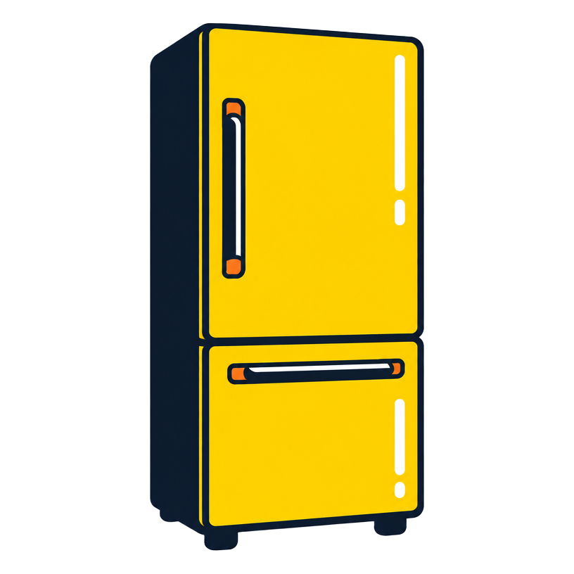Cartoon bottom-freezer refrigerator