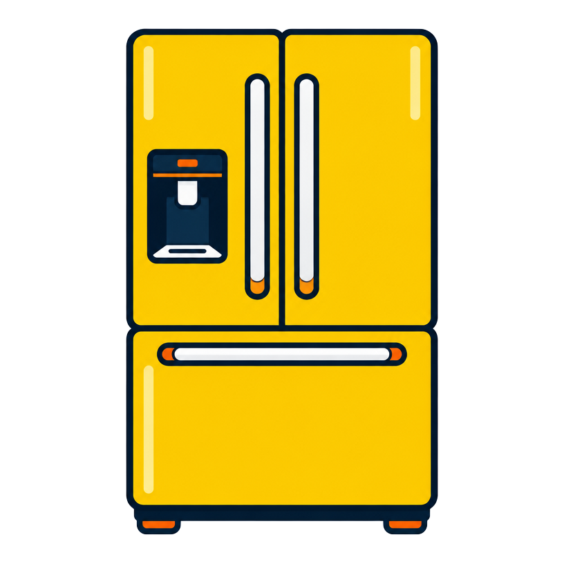 Cartoon french door refrigerator