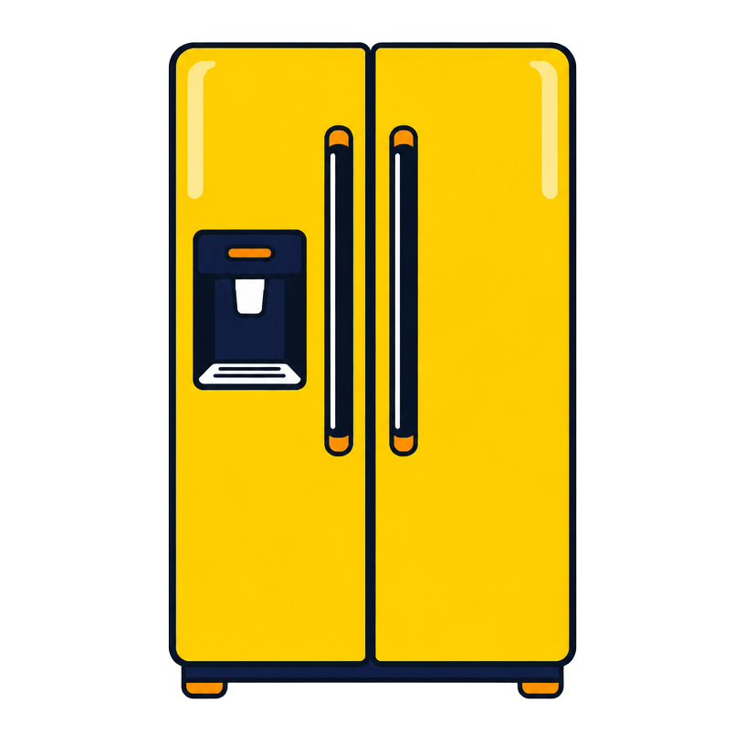 Cartoon side-by-side refrigerator