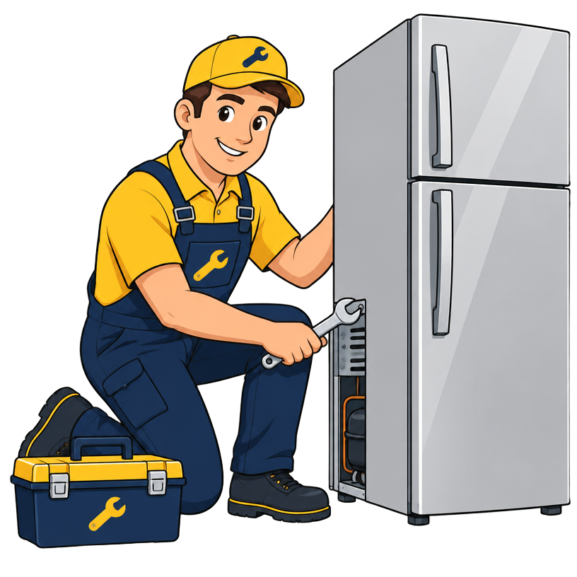 Cartoon technician holding a wrench