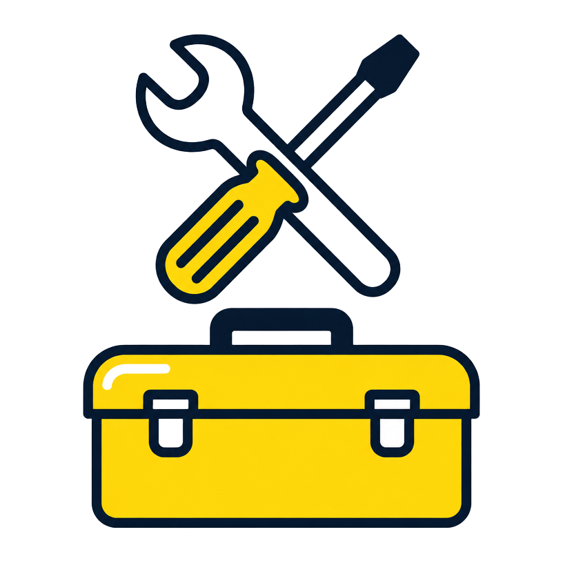 Cartoon toolbox with repair tools