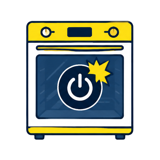 Cartoon oven with a power warning symbol