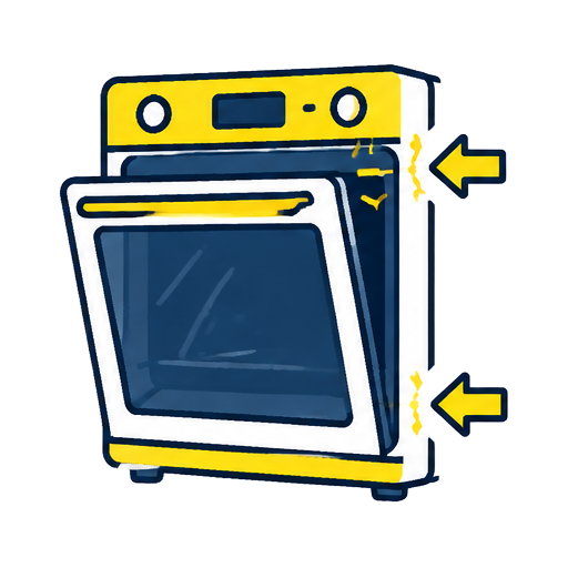 Cartoon oven with an open misaligned door