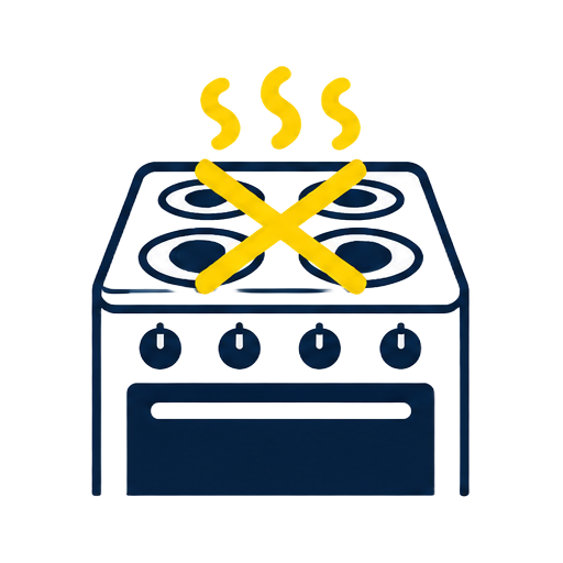 Cartoon stove with crossed heat waves