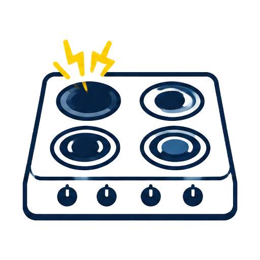 Cartoon cooktop with one burner not working