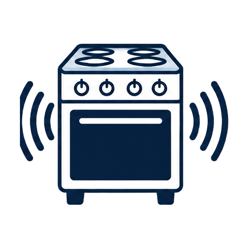Cartoon stove vibrating with sound waves