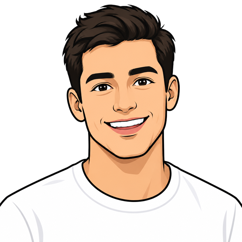 Cartoon illustration of a smiling male customer