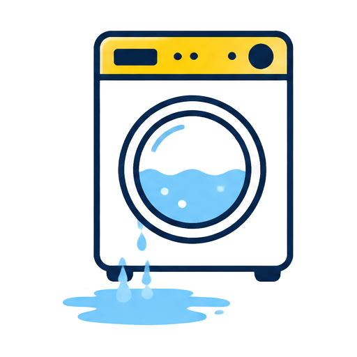 Cartoon washing machine leaking water